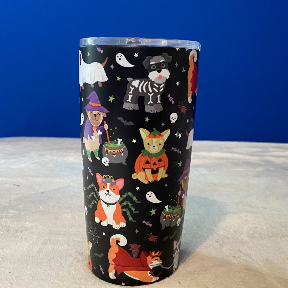 New! Clementine Halloween Dogs in Costumes Black Insulated Stainless Tumbler 👻🐶 - Picture 3 of 8